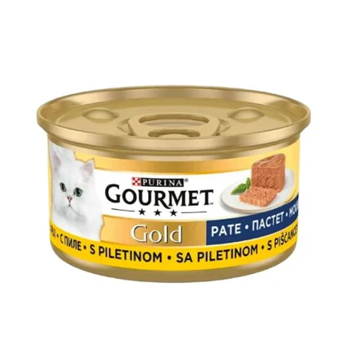 کنسرو غذای گربه گورمت طعم مرغ مدل Gold Chicken وزن ۸۵ گرم