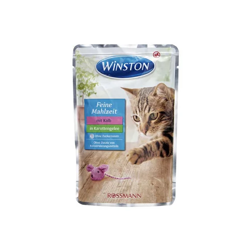 پوچ گربه وینستون با طعم گوشت گوساله در ژله هویج Winston Veal In Carrots Jelly وزن 100 گرم
