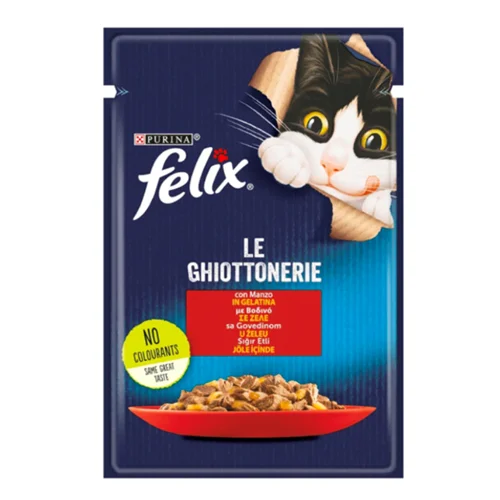 پوچ گربه فلیکس با طعم گوشت گاو در ژله Felix Beef in Jelly وزن 85 گرم