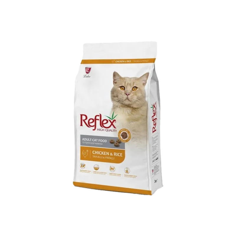 غذای خشک گربه بالغ با طعم مرغ و برنج رفلکس Reflex Adult With Chicken & Rice وزن 15 کیلوگرم