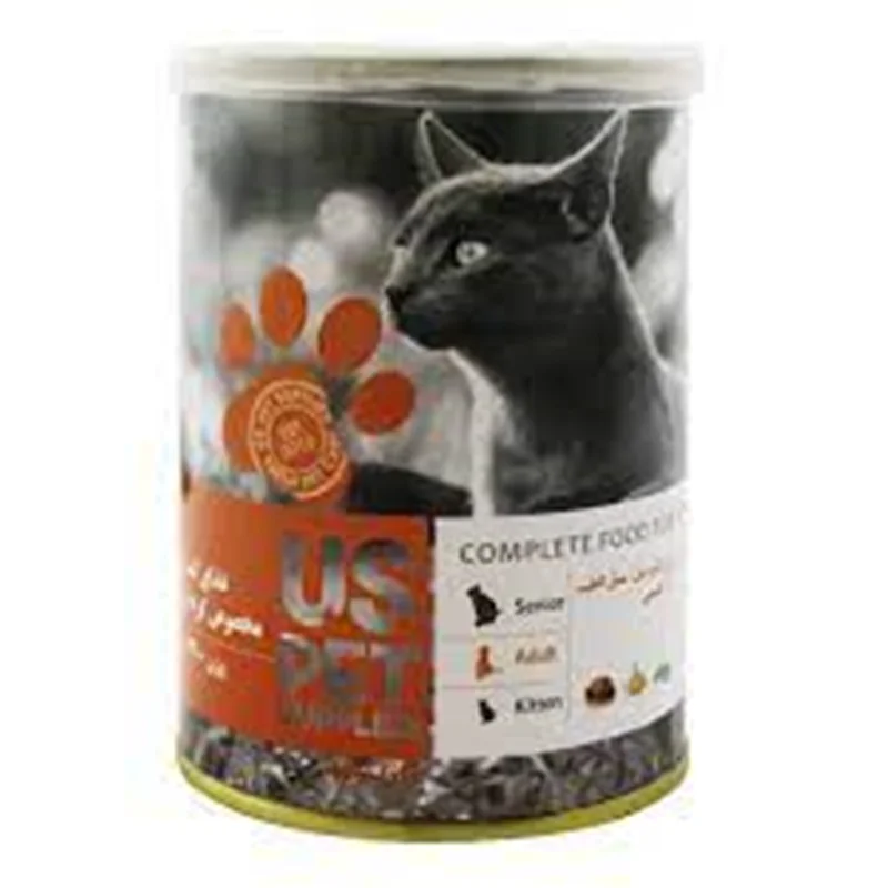 کنسرو یو اس پت نارنجی طعم مرغ و کدو تنبل و سنبل الطیب 400uspet orangeگرم