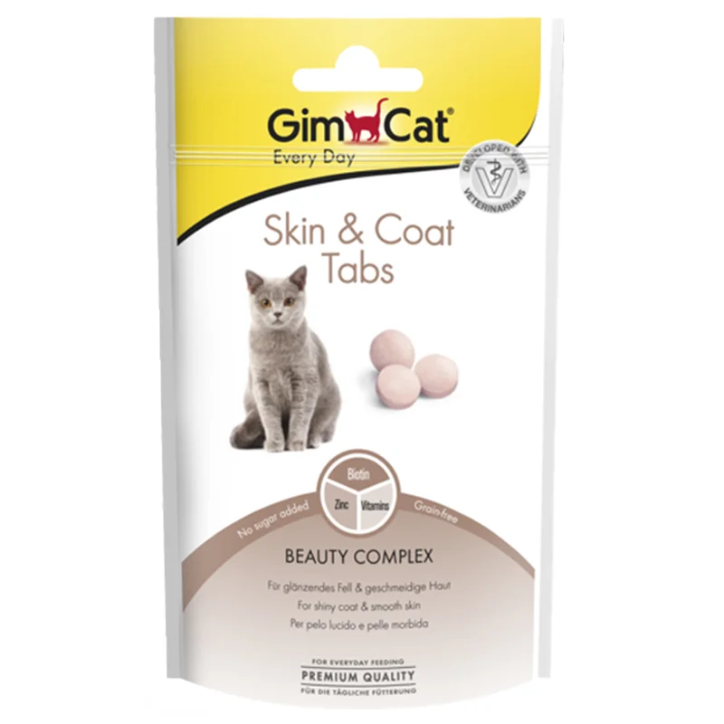 قرص تقویت کننده پوست و مو گربه جیم کت GimCat Tabs Skin & Coat وزن 40 گرم