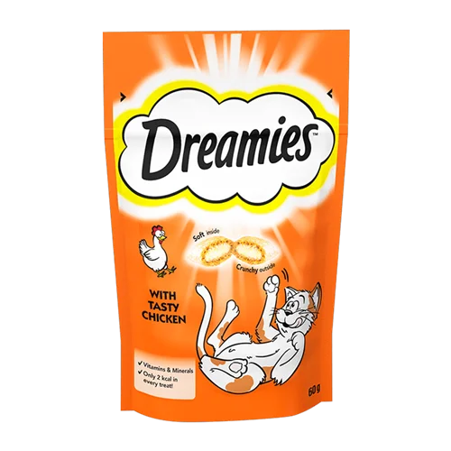 تشویقی گربه دریمیز با طعم مرغ Dreamies Cat Snack with Chicken وزن 60 گرم