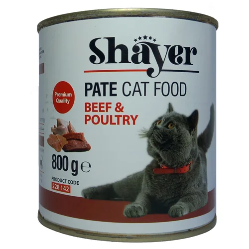 کنسرو شایر قهوه ای طعم گوشت و ماکیان 800brown shayerگرم