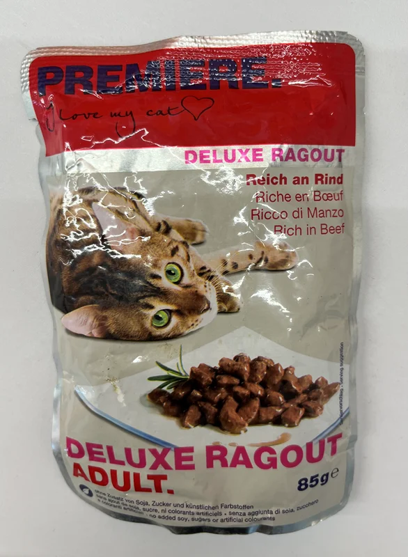 پوچ گربه بالغ طعم گوشت گاو برند برتر راگوت دلوکس deluxe ragout premiere