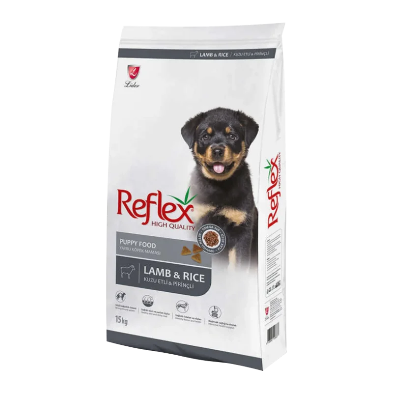 غذای خشک توله سگ روتوایلر رفلکس با طعم بره و برنج Reflex Puppy Lamb & Rice وزن 15 کیلوگرم