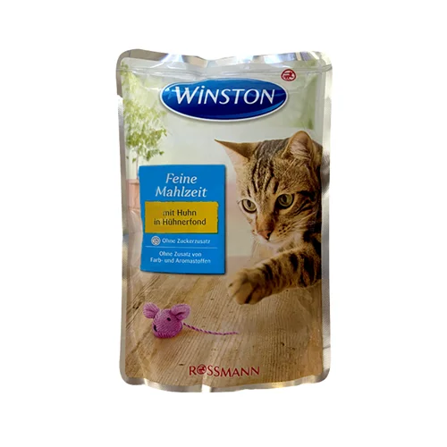 پوچ گربه وینستون با طعم مرغ در سس مرغ Winston Chicken In Chicken Sauce وزن 100 گرم
