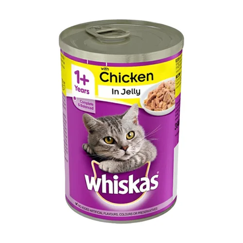 کنسرو غذای گربه ویسکاس با طعم مرغ در ژله Whiskas Chicken In Jelly وزن 400 گرم