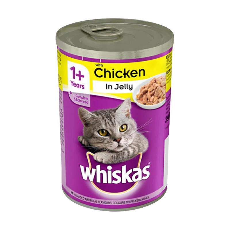 کنسرو غذای گربه ویسکاس با طعم مرغ در ژله Whiskas Chicken In Jelly وزن 400 گرم