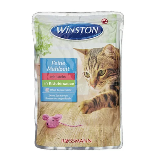 پوچ گربه وینستون با طعم ماهی سالمون در ژله گیاهی Winston Salmon In Herbs Jelly وزن 100 گرم