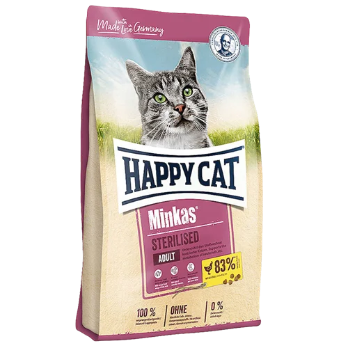 غذای خشک گربه عقیم شده هپی کت Happy Cat Minkas Sterilised وزن 10 کیلوگرم