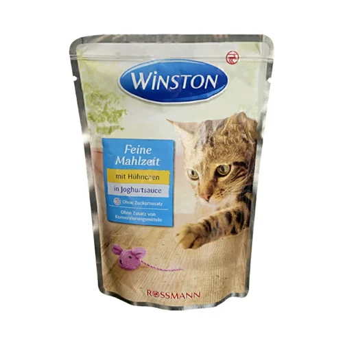 پوچ گربه وینستون با طعم مرغ در سس ماست Winston Chicken In Yogurt Sauce وزن 100 گرم