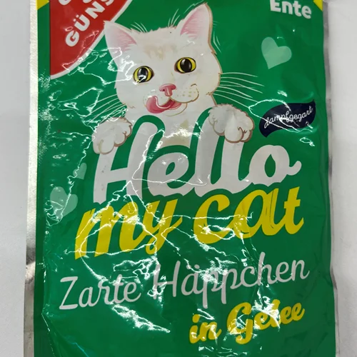 پوچ گربه بالغ طعم گوشت شکار و اردک برند هلو مای کت hello my cat