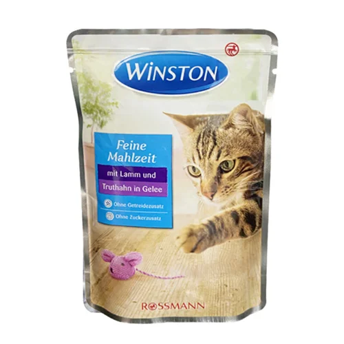 پوچ گربه وینستون با طعم بره و بوقلمون در ژله Winston Lamb & Turkey In Jelly وزن 100 گرم