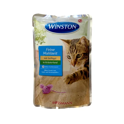 پوچ گربه وینستون با طعم مرغ در سس سبزیجات Winston Chicken In Herbal Sauce وزن 100 گرم