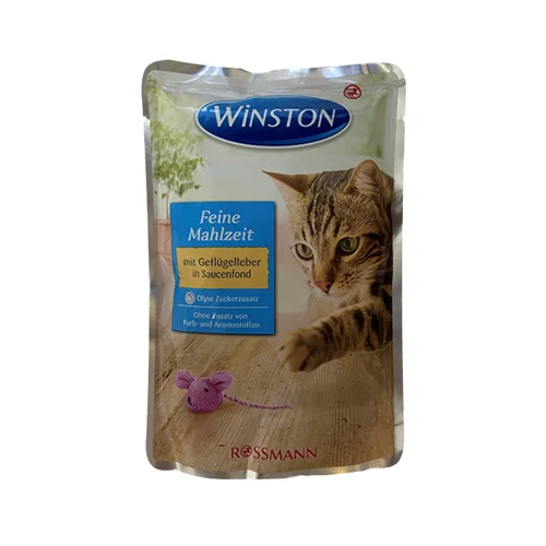 پوچ گربه وینستون با طعم جگر مرغ در سس مرغ Winston Chicken Liver In Chicken Sauce وزن 100 گرم