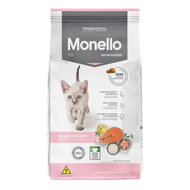 غذای خشک بچه گربه مونلو با طعم ماهی سالمون و مرغ Monello Kitten Salmon & Chicken وزن 1 کیلوگرم