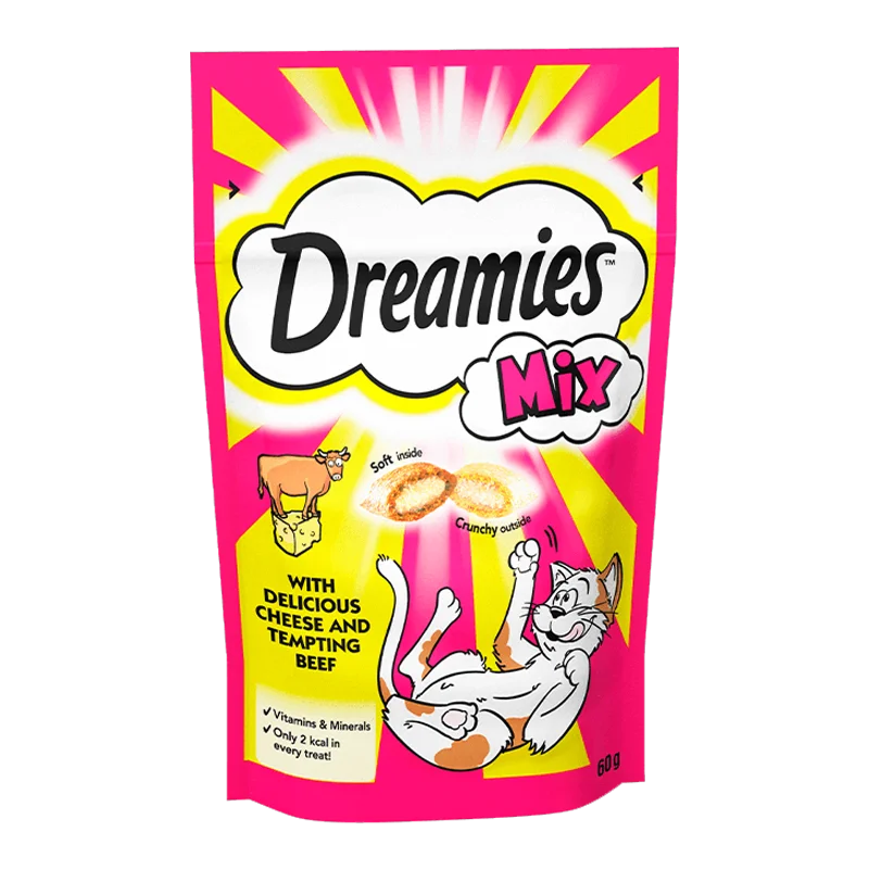 تشویقی گربه دریمیز با طعم گوشت و پنیر Dreamies Cat Snack with Cheese & Beef وزن 60 گرم