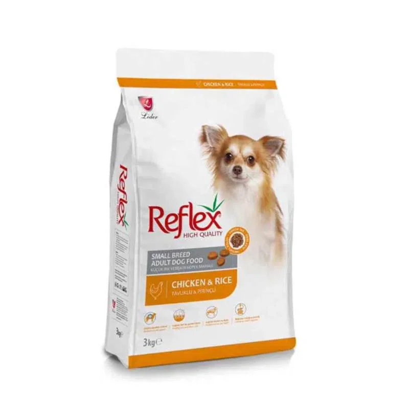 غذای خشک سگ بالغ پامرانین نژاد کوچک رفلکس با طعم مرغ Reflex Adult Chicken وزن 3 کیلوگرم