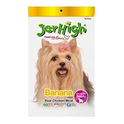 تشویقی سگ جرهای با طعم موز Jerhigh Chicken & Banana
