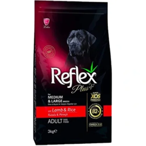 غذای خشک سگ بالغ رفلکس پلاس با طعم بره و برنج Reflex Plus Adult Lamb & Rice  وزن 3 کیلوگرم