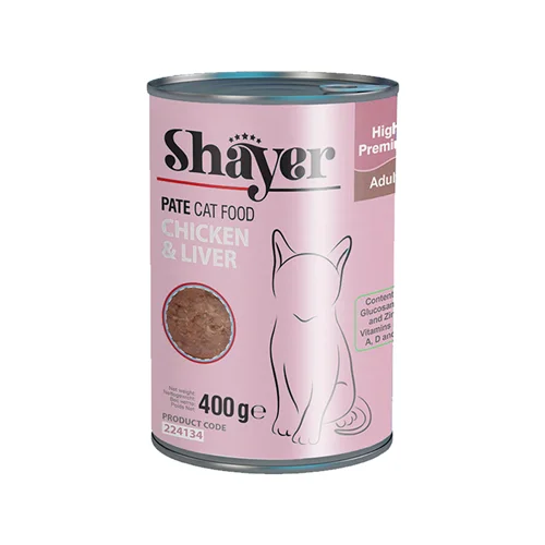 کنسرو شایر صورتی طعم مرغ و جگر 400Pink shayerگرم
