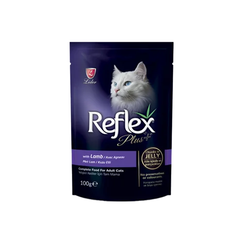 پوچ گربه رفلکس پلاس با طعم بره Reflex Plus Lamb In Jelly وزن 100 گرم