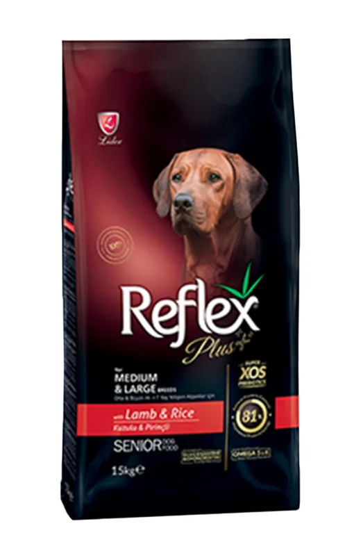 غذای خشک سگ مسن با طعم بره و برنج رفلکس پلاس Reflex Plus Senior Lamb & Rice وزن 15 کیلوگرم