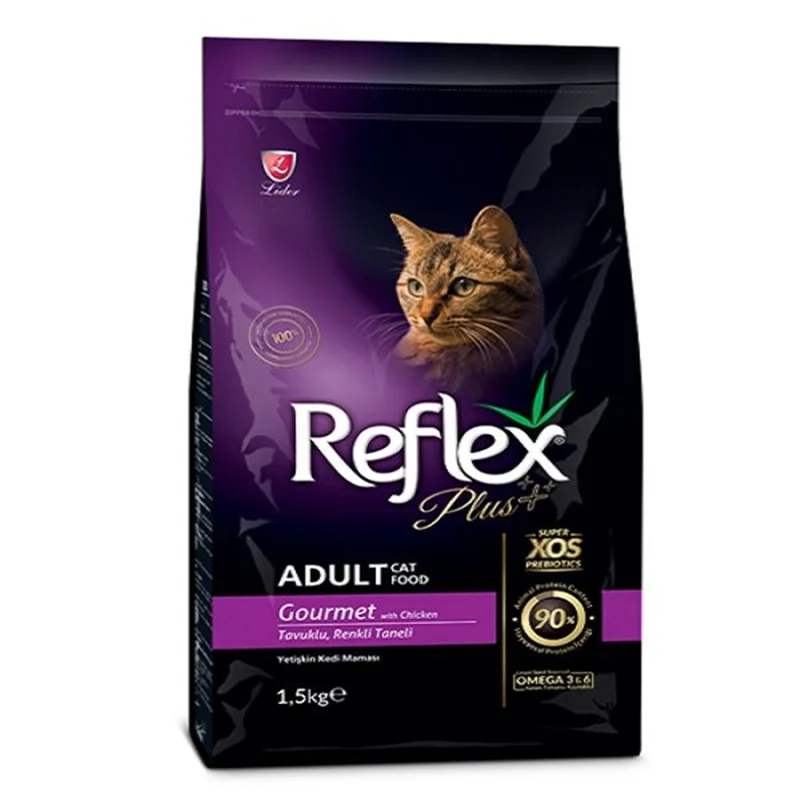 غذای خشک گربه با طعم مرغ مدل گورمت رفلکس پلاس Reflex Plus Adult Gourmet وزن 1.5 کیلوگرم