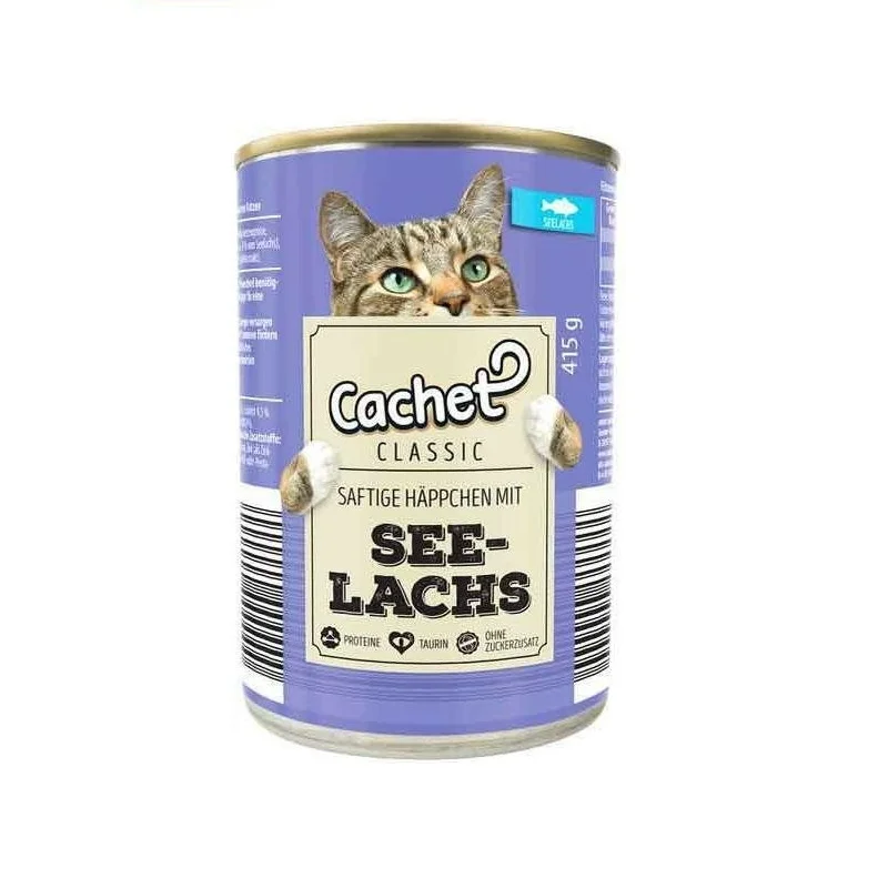 کنسرو گربه کچت طعم ماهی سالمون Cachet See Lachs وزن ۴۱۵ گرم