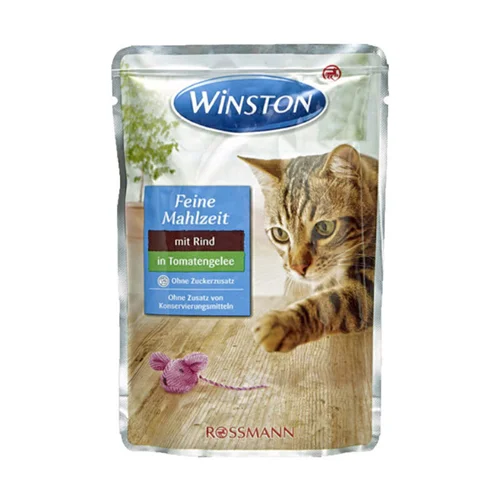 پوچ گربه وینستون با طعم گوشت گاو در ژله گوجه فرنگی Winston Beef In Tomato Jelly وزن 100 گرم