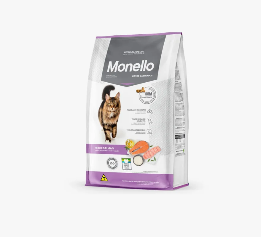 غذای خشک گربه عقیم شده مونلو با طعم بوقلمون و ماهی سالمون Monello Sterilised Turkey & salmon وزن 10 کیلوگرم