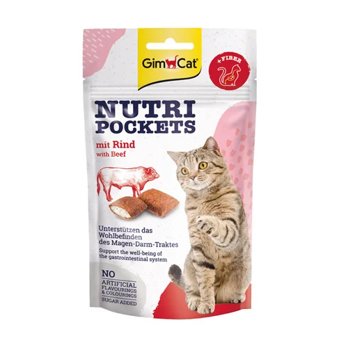 اسنک تشویقی گربه جیم کت با طعم گوشت گاو GimCat Nutri Pockets Beef وزن 60 گرم