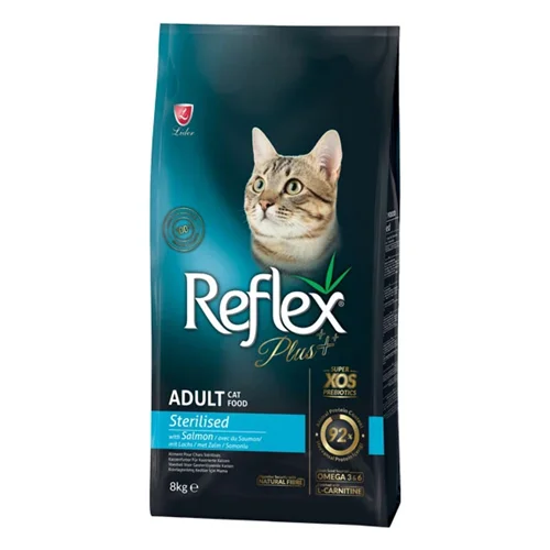 غذای خشک گربه عقیم شده (استرلایزد) با طعم ماهی سالمون رفلکس پلاس Reflex Plus Sterilised with Salmon وزن 8 کیلوگرم