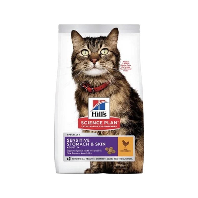 غذای خشک گربه هیلز مدل گوارش و پوست حساس Hills Sensitive Stomach & Skin With Chicken وزن 1.5 کیلو