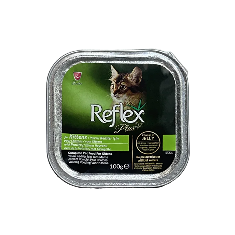 ووم بچه گربه رفلکس پلاس با طعم مرغ Reflex Plus Kitten Poultry وزن 100 گرم