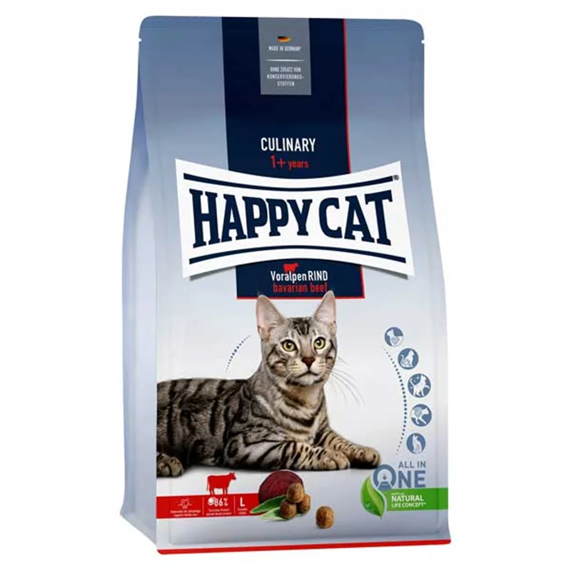 غذای خشک گربه هپی کت با طعم گوشت گوساله Happy Cat Culinary Voralpen Rind وزن 10 کیلوگرم