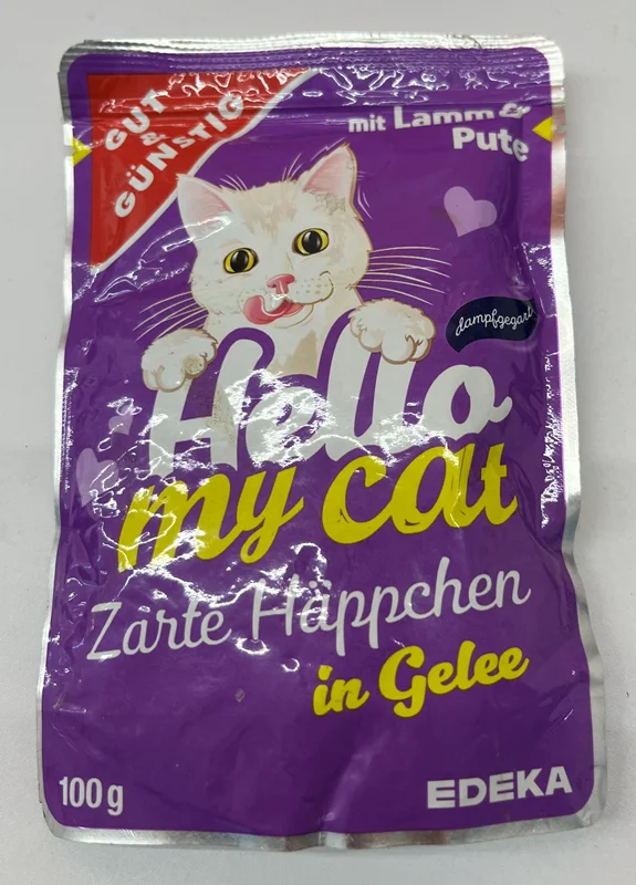 پوچ گربه بالغ طعم بره و بوقلمون برند هلو مای کت hello my cat