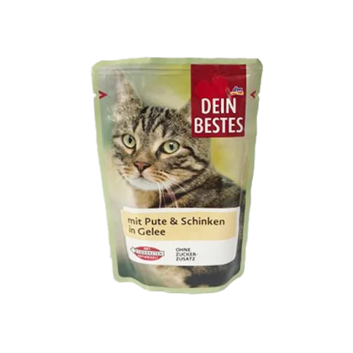 پوچ گربه دین بستس با طعم بوقلمون و ژامبون Dein Bestes Turkey & Ham وزن 100 گرم
