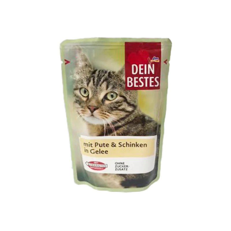 پوچ گربه دین بستس با طعم بوقلمون و ژامبون Dein Bestes Turkey & Ham وزن 100 گرم