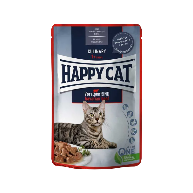 پوچ گربه هپی کت با طعم گوشت گاو Happy Cat Culinary Bavarian Beef وزن 85 گرم