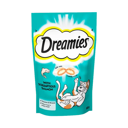 تشویقی گربه دریمیز با طعم ماهی سالمون Dreamies Cat Snack with Salmon وزن 60 گرم