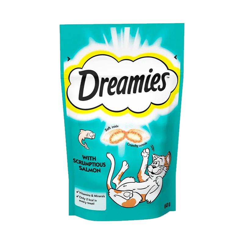 تشویقی گربه دریمیز با طعم ماهی سالمون Dreamies Cat Snack with Salmon وزن 60 گرم